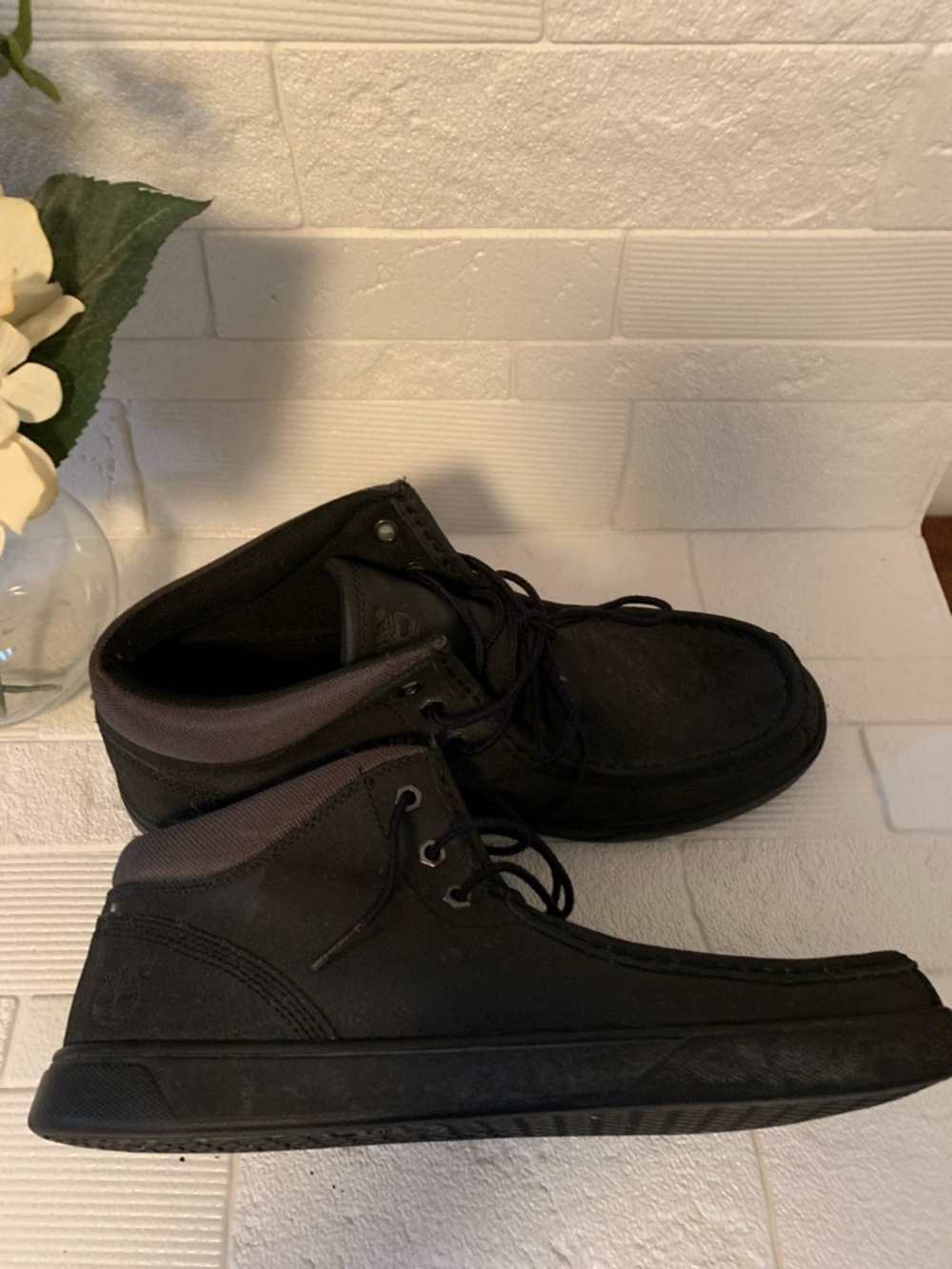 Timberland Black Men's Chukka Boots with Dark Gray Collar